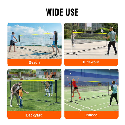 SucceBuy 10-17FT Badminton Net Height Adjustable Volleyball Net Wide Foldable Pickleball Net Portable Easy Setup Tennis Net Set