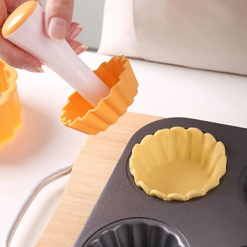Tart Tamper Set Flower Cookies Tamper Non Stick Food Safe Reusable Removable Cake Pastry Baking Tool For Egg Tart Making