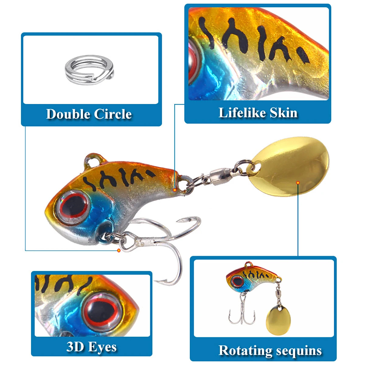 5Pcs Spinner Fishing Lure 5g/7g/10g/14g/20g Long Casting Drop Shot Bait VIB VIBRATION Artificial Bait Swivel Pike Fishing Tackle