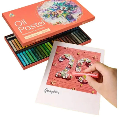Soft Oil Crayons Premium 1 Set in 48 Classic & Macaron Colors , Medium Nib, Bright Cream Texture for Art Painting,Oil Painting