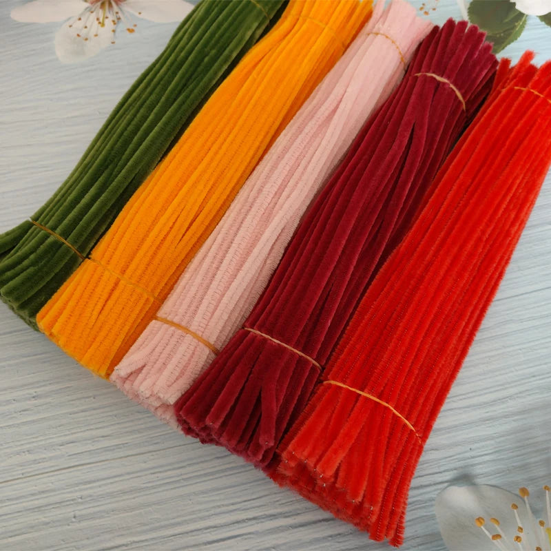 100pcs 30cm Twist Wire Chenille Stems Pipe Cleaners Kid Plush Stick Strips Educational Toys Handmade Material DIY Craft Supplies