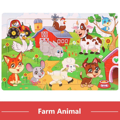 Economy 30piece Montessori 3D Puzzle Cartoon Animal Wooden Jigsaw Puzzle Board Game Educational Toys For Children Gifts