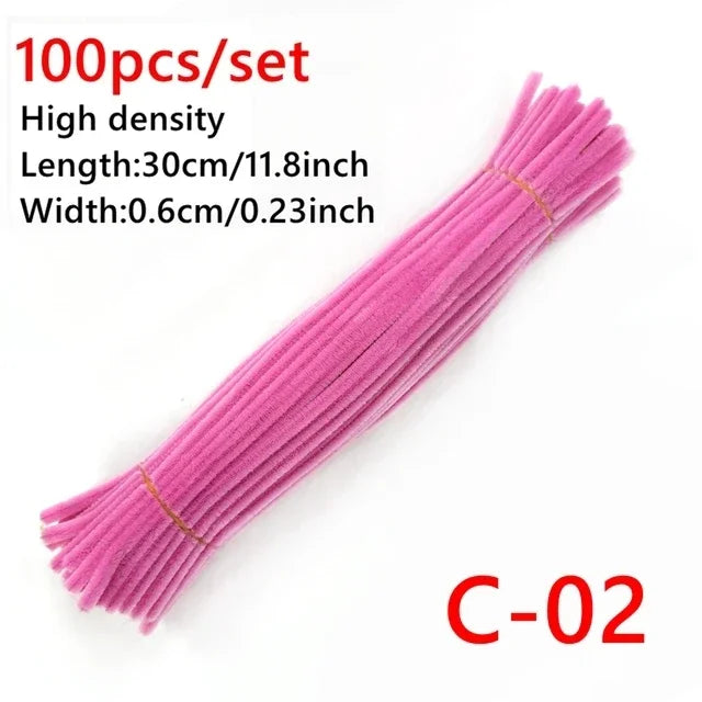 100pcs Colorful Chenille Stems Pipe Cleaners Kids Educational Toys Handmade Plush Tinsel Twist Sticks For DIY Craft Supplies