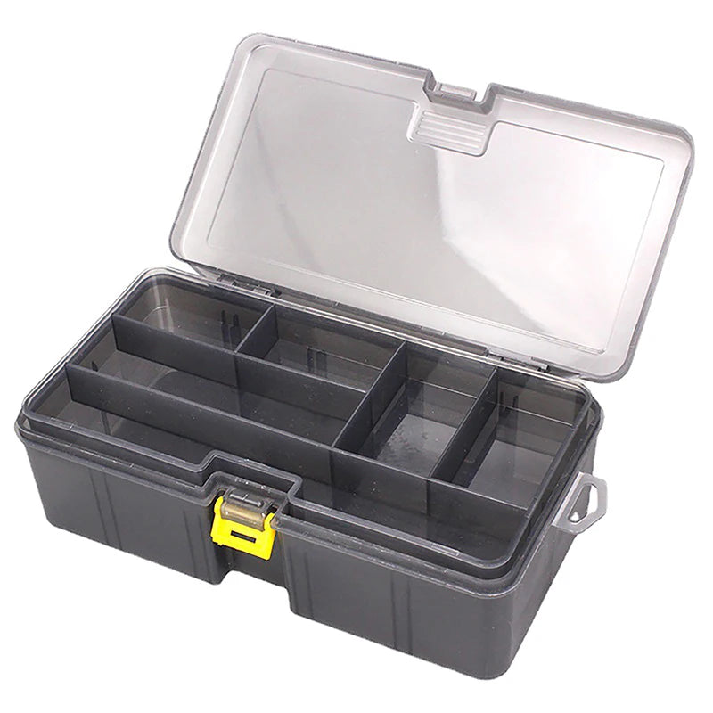 Fishing Box Gray Double Layer Fishing Gear Road Sub Box PP Material Plastic Tool Box for Fake Bait