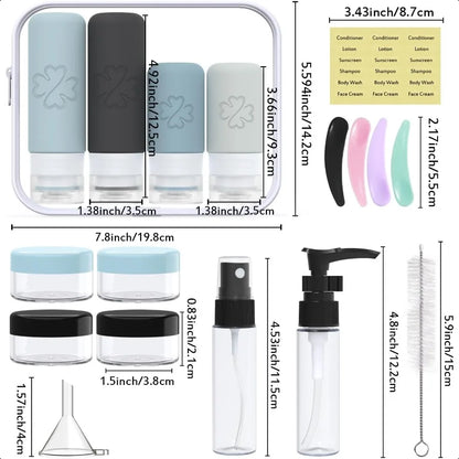 18 Pack Travel Bottles for Toiletries Silicone TSA Approved Travel Size Containers for Toiletries Leak Proof Refillable Travel