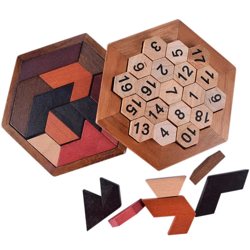 Sudoku Hexagon Tangram Puzzle Wooden Brain Puzzles for Kids