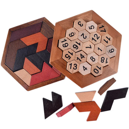 Sudoku Hexagon Tangram Puzzle Wooden Brain Puzzles for Kids