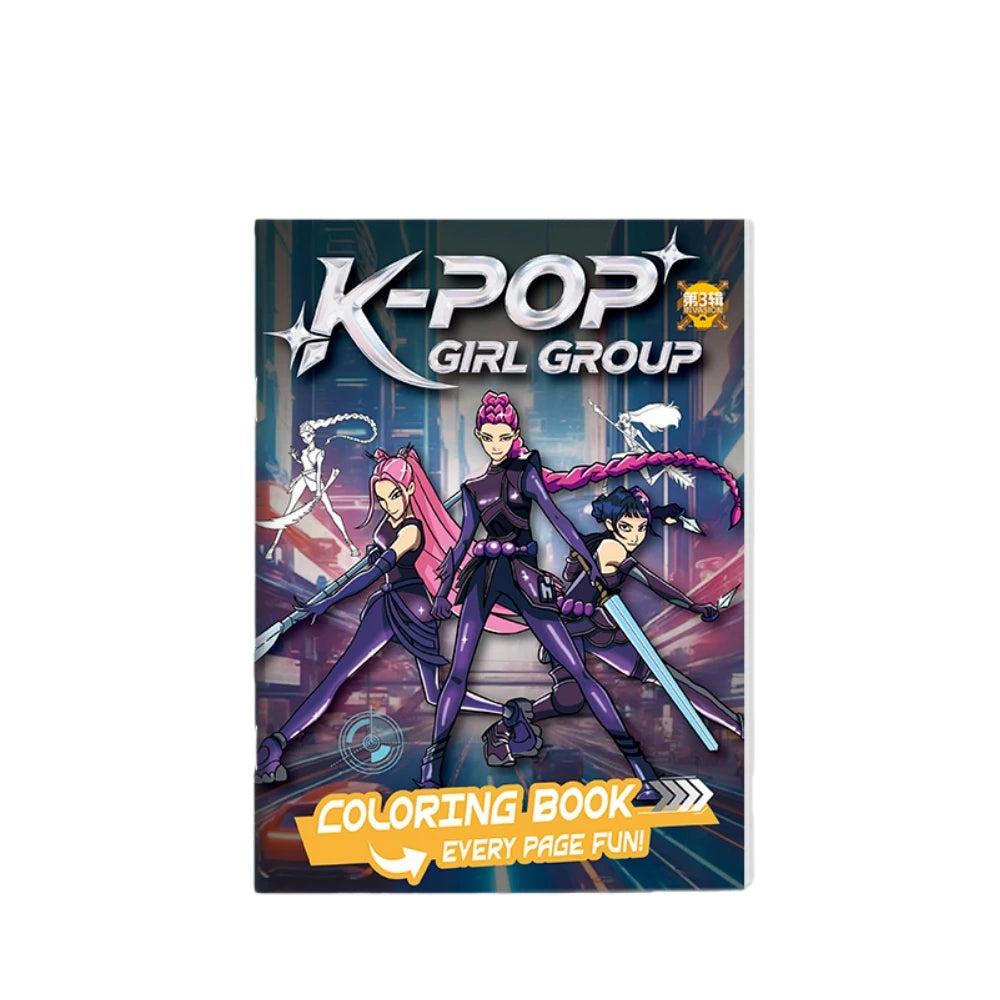 Kpop Demon Hunters Coloring Book Anime Character Rumi Mira Zoey Cute Line Drawing Tracing Sketch Copying Picture Book Kids Gifts