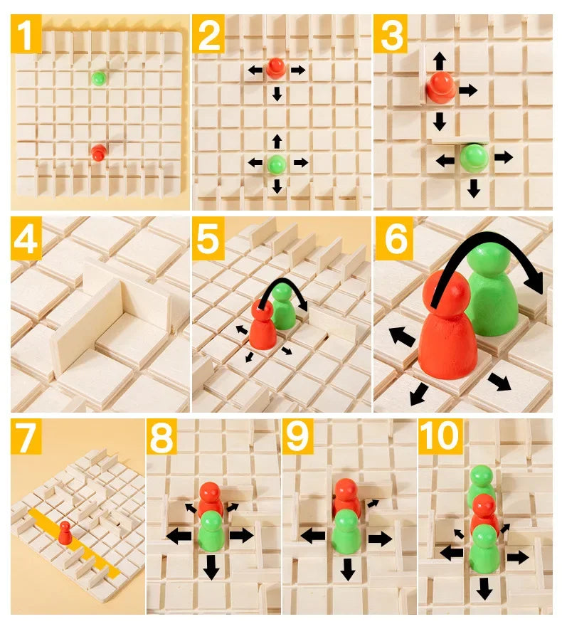 Wooden Step By Step Board Game Family Strategy Game
