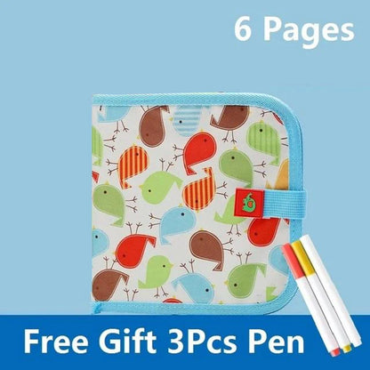 Erasable Kids Drawing Book Portable Montessori Painting Toys Blackboard Coloring Books Drawing Boards 6 Pages +3Pcs Pens