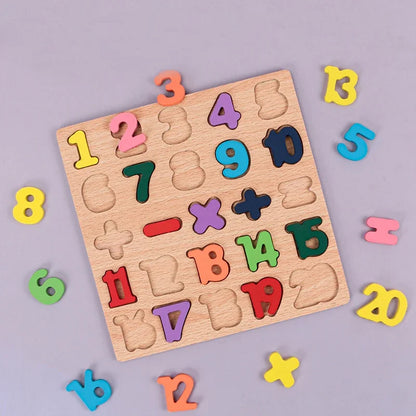 Kids Alphabetic Arithmetic Number Geometric Shapes Wooden Puzzle Preschool Learning Educational Game Toy for Children