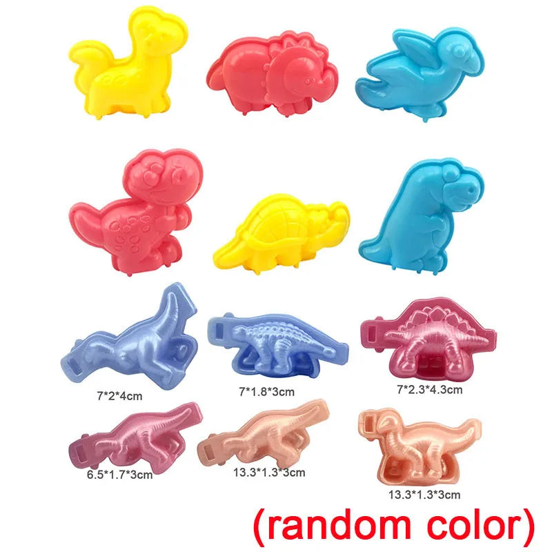 Cartoon Dinosaur Play Dough Mold Plasticine Toys Accessories for Kids Toddlers 3D Plastic Shapes Cutters Clay Playdough Tools