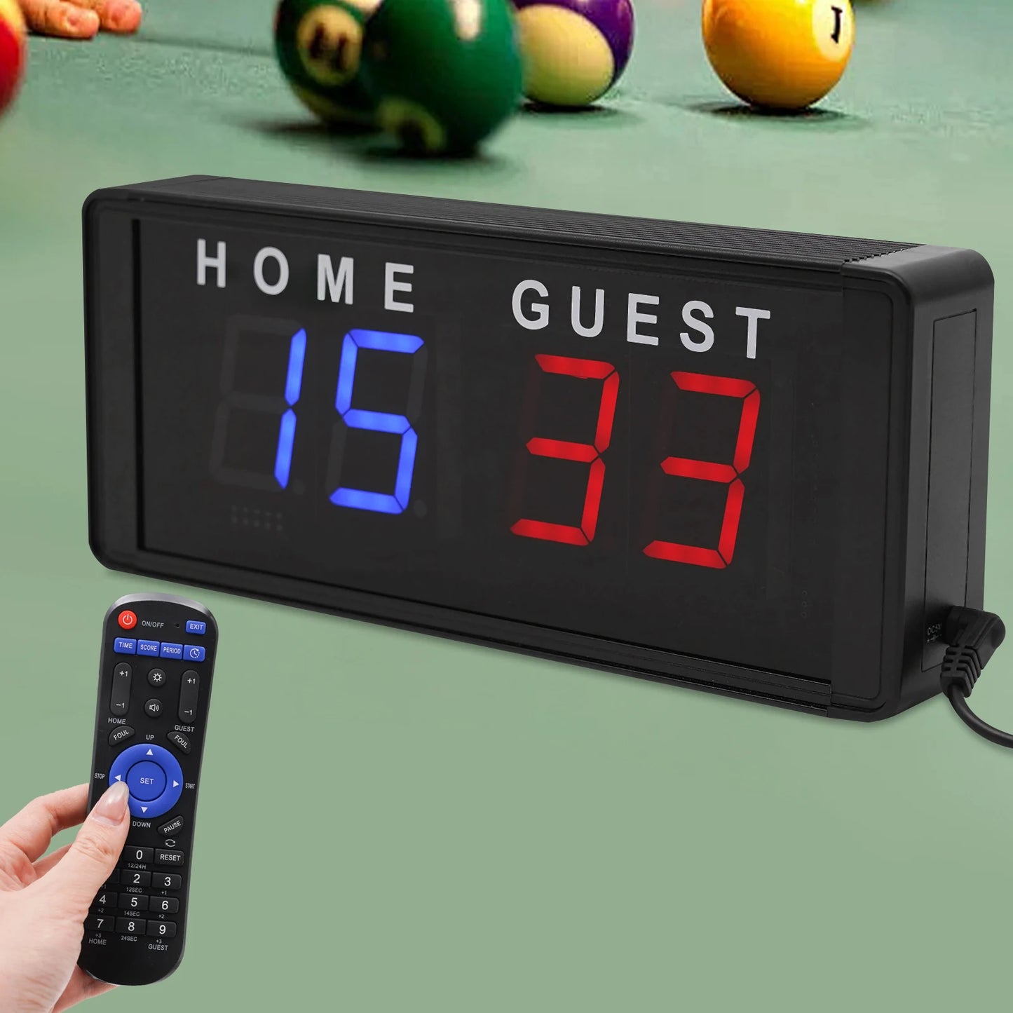 4-Digit LED Electronic Score Keeper Scoreboard with Remote for Badminton Volleyball Baseball Ping Pong Table Tennis