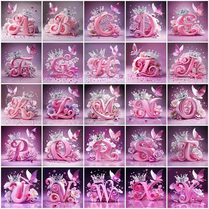 Huacan New Arrivals Diamond Painting Crown Letters  Full Drill Mosaic Butterfly Alphabet Art Wall Decor For Home Craft Kit