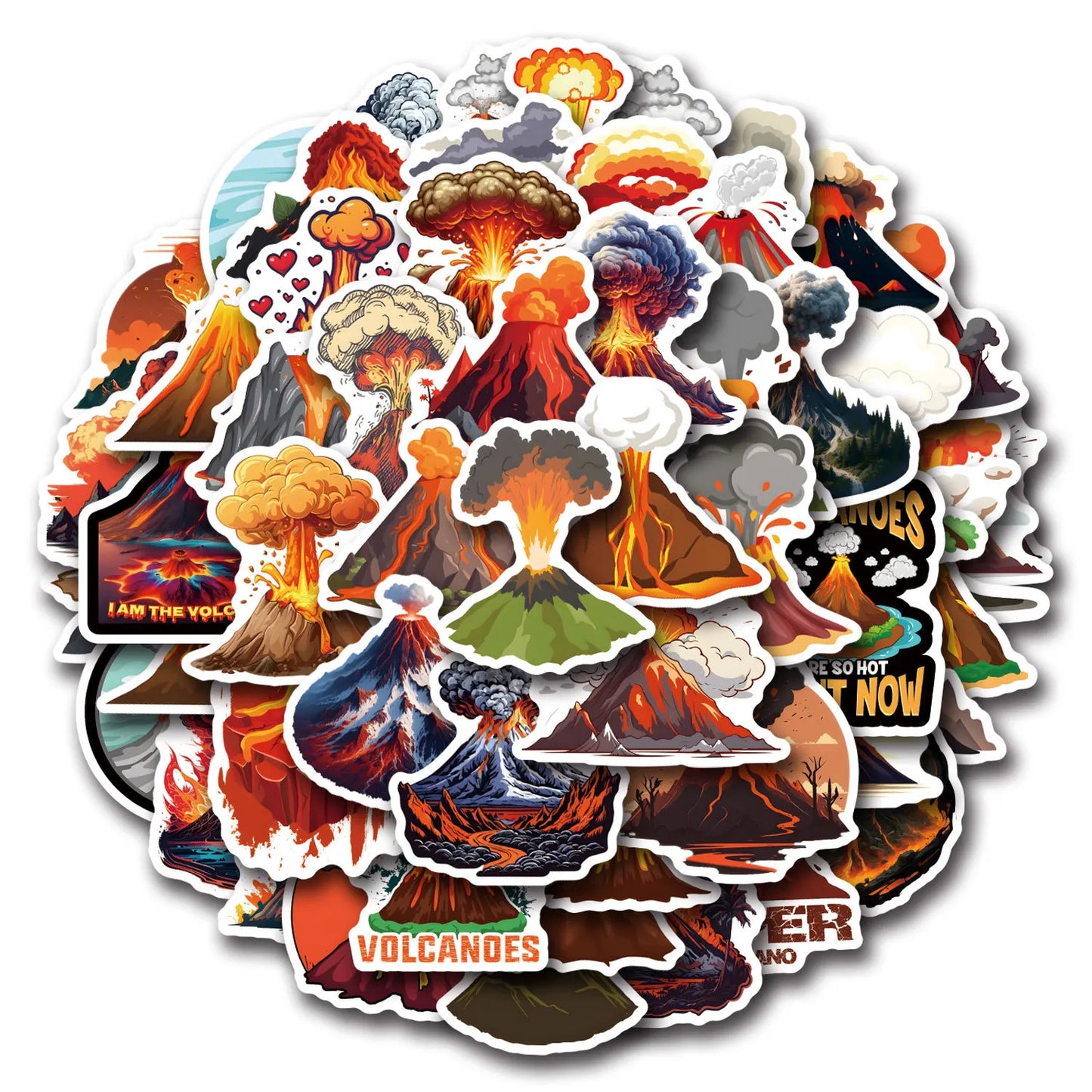 10/30/55PCS Fun Volcano Cartoon Sticker DIY Phone Laptop Luggage Skateboard Graffiti Decals Fun for Gift