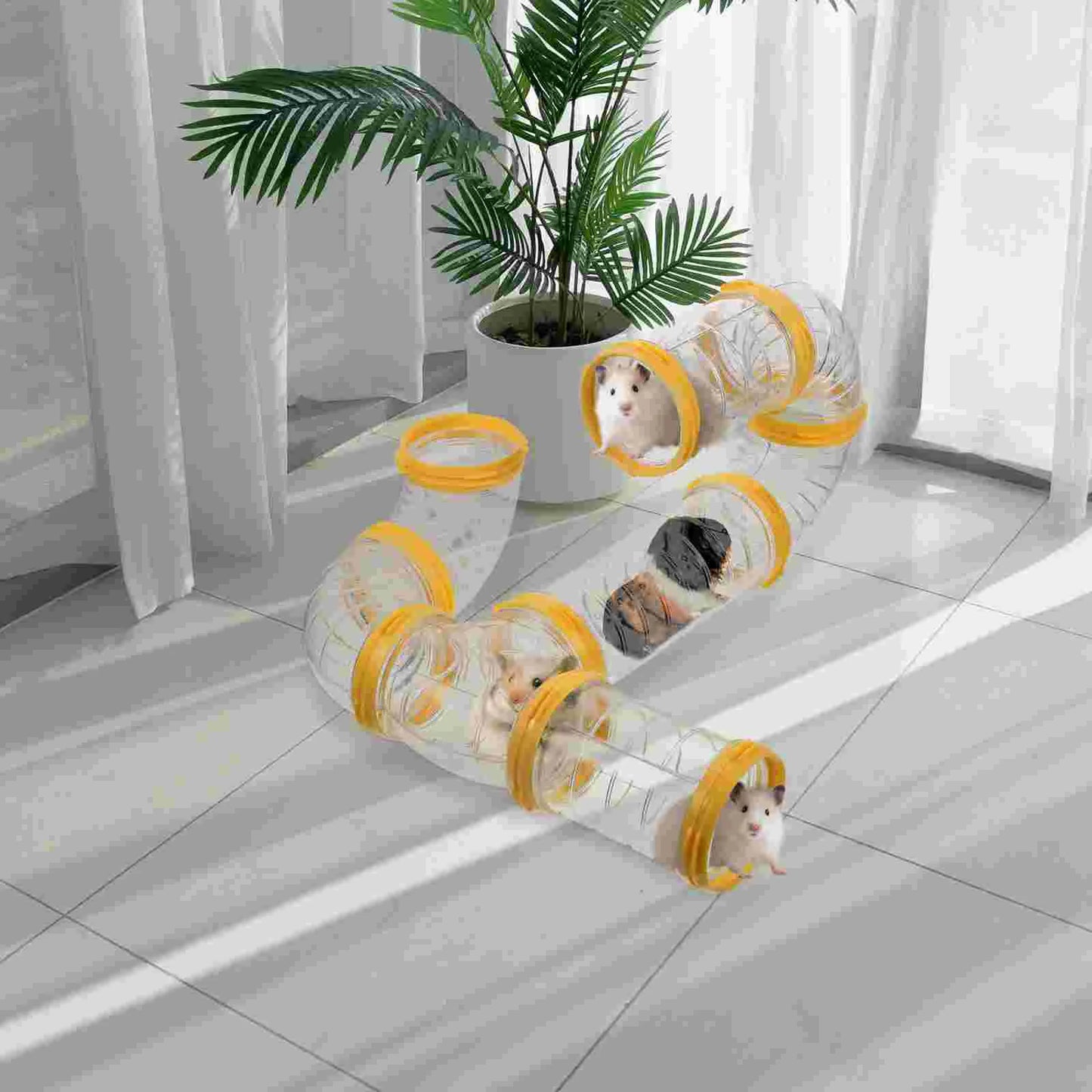 2 Sets Pp Hamster Tunnel Toy Tubes Diy Obstacle Courses For Squirrels Guinea Pigs Hedgehogs Plastic Cage Accessories Connector