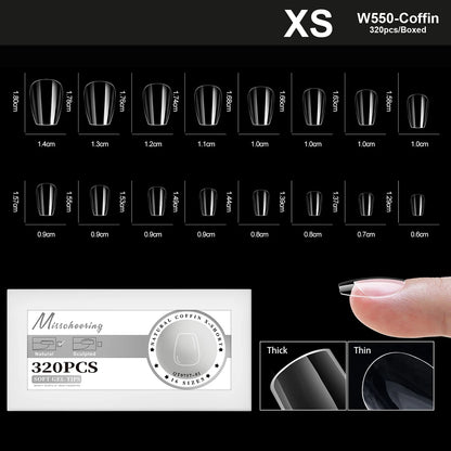 XS-L Nature Soft Gel False Nail Tips Full Cover Press on Almond Capsules Coffin Artificial Glossy Fake Nails Extension 16 Sizes