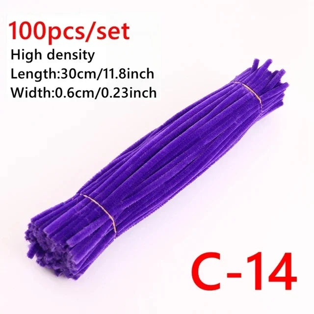 100pcs Colorful Chenille Stems Pipe Cleaners Kids Educational Toys Handmade Plush Tinsel Twist Sticks For DIY Craft Supplies