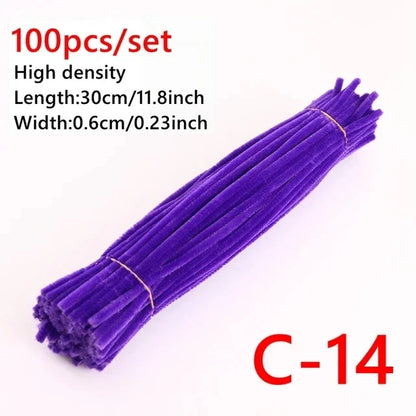 100pcs Colorful Chenille Stems Pipe Cleaners Kids Educational Toys Handmade Plush Tinsel Twist Sticks For DIY Craft Supplies