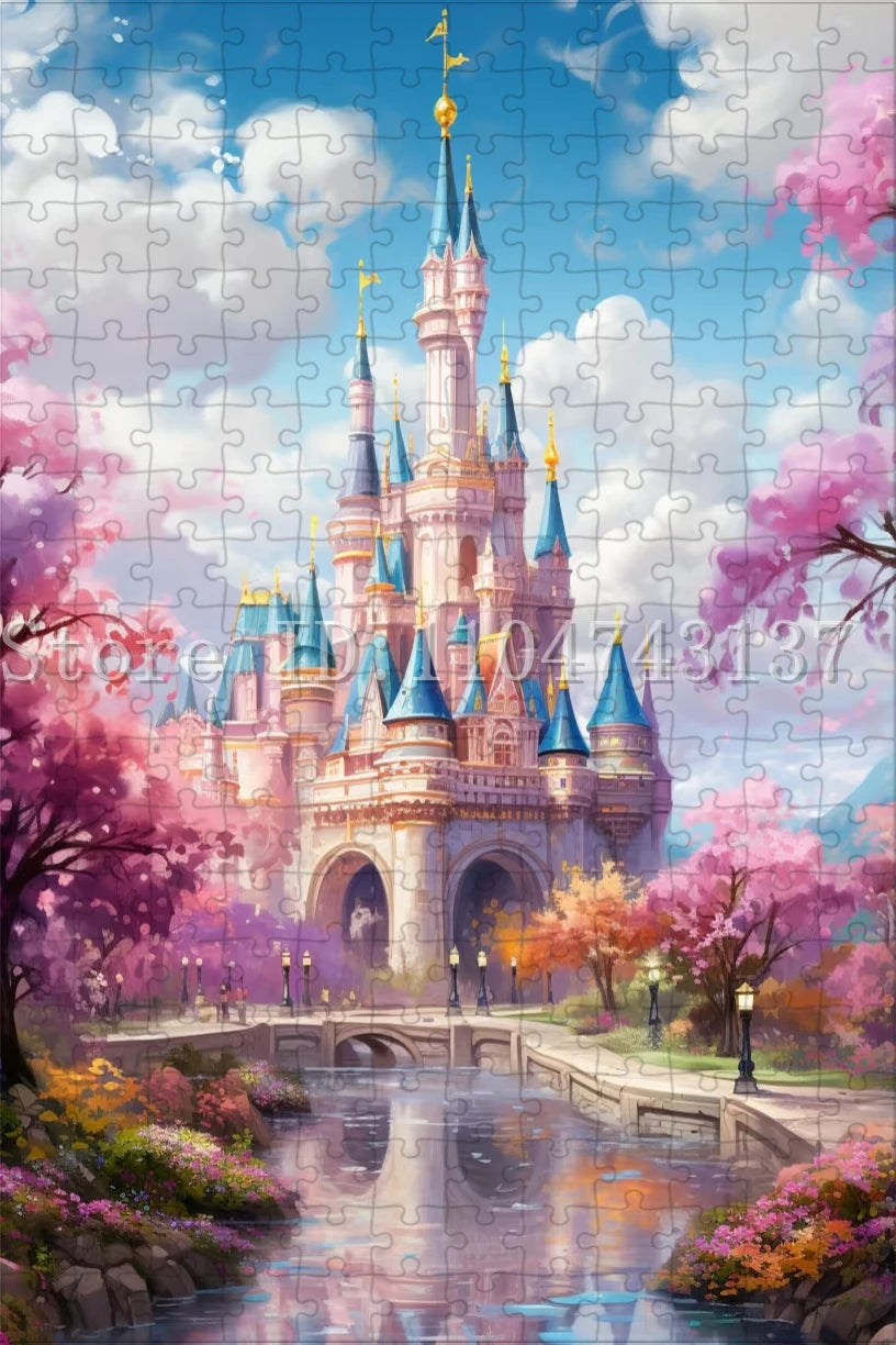 108/300/500/1000 Pieces Disney Castle Jigsaw Puzzles for Adults Stress Relief Toys Disnyland Scenery Puzzles Home Decor Artwork
