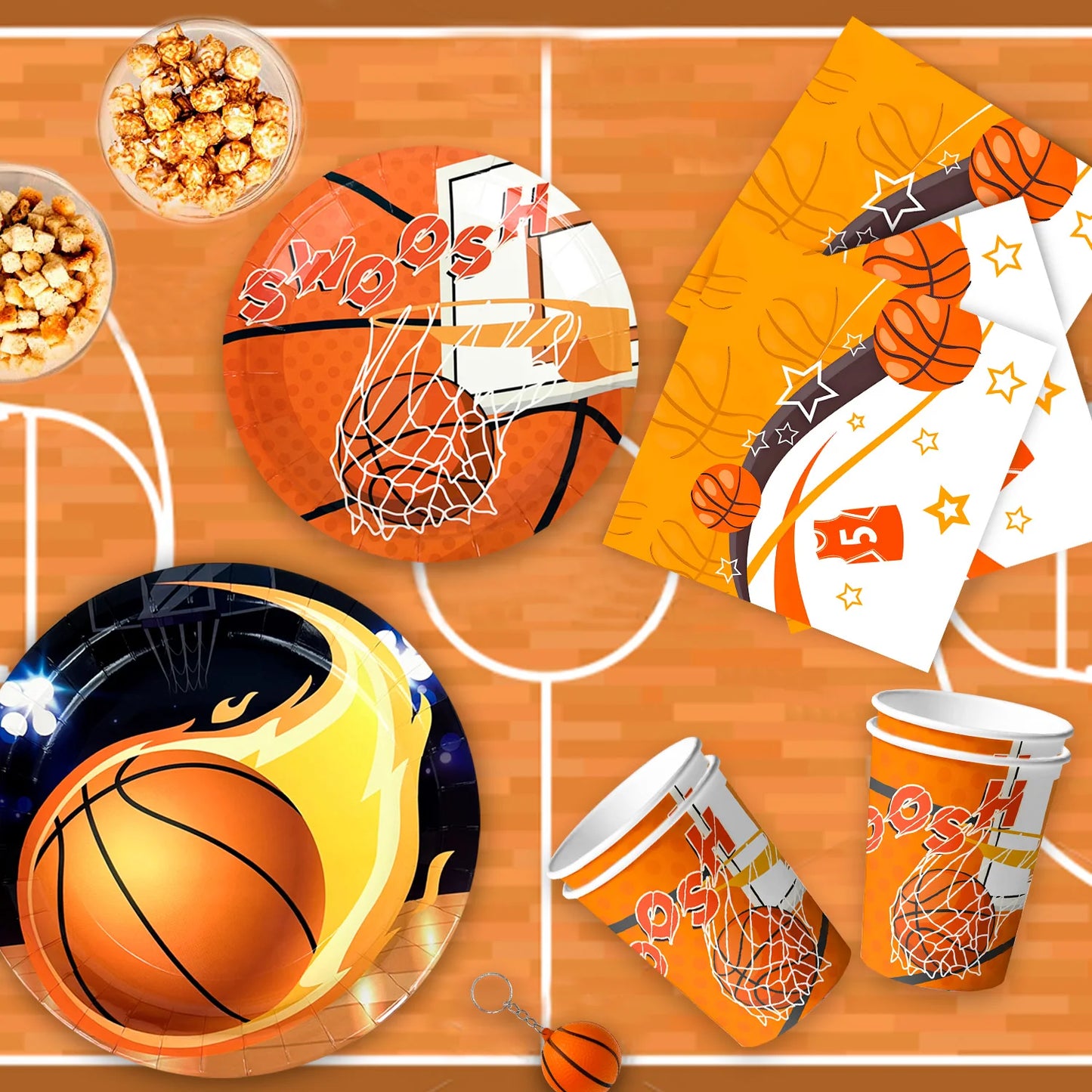Basketball Birthday Decorations,98pcs Basketball Party Supplies and Decorations Set -Balloons Banner Tablecloth Plates ect