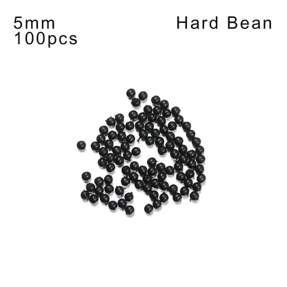 100pcs Fishing Beads Space Stopper Black 3mm-12mm Round Soft and hard beans Fishing Lures bait Hook Rig Accessories