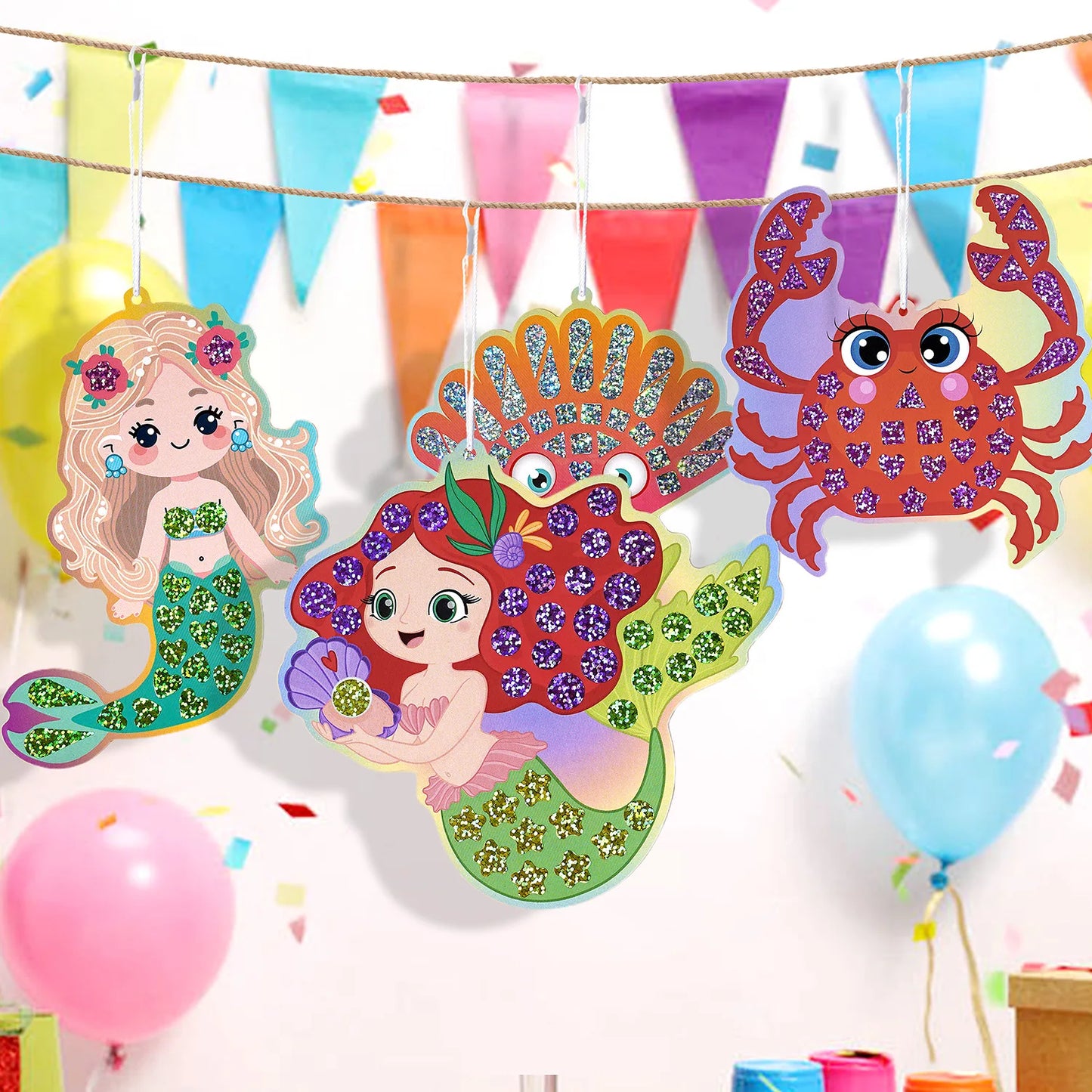 Holographic Mosaic Princess Mermaid  Art Set DIY Craft Kit Foil Stickers For Birthday Gift For Travel Gift DIY Decor