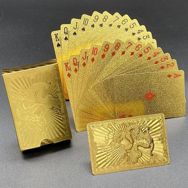 Poker Cards Game Waterproof Gold Foil Poker Board Game PVC Portable Leisure Playing Cards For Festivals Parties Gatherings
