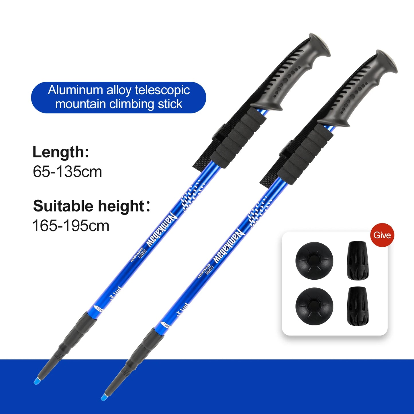 Ultralight 3-Section Trekking Poles Adjustable Aluminum Alloy Nordic Walking Sticks Telescopic Non-Slip for Men And Women Hiking