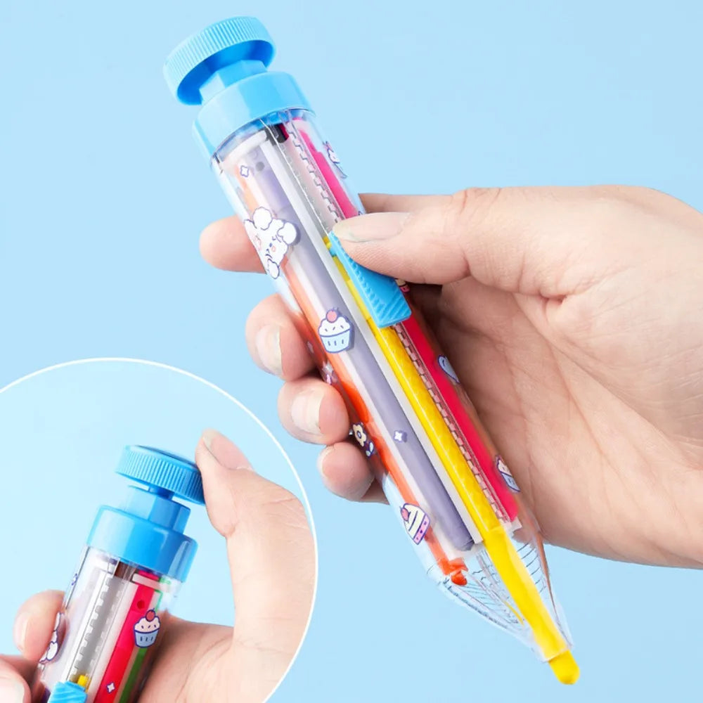 1Pc 8 In 1 Multicolor Crayons Creative Push Style DIY Replaceable Oil Pastel Colored Pencil for Kids Graffiti Painting Tools