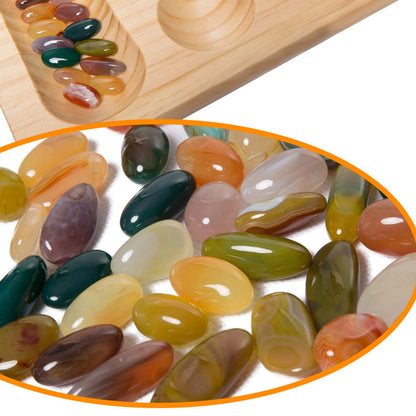 Classic Mancala Board Game with Colored Stones Timeless Strategy Game for Friends and Family with Folding Game Board