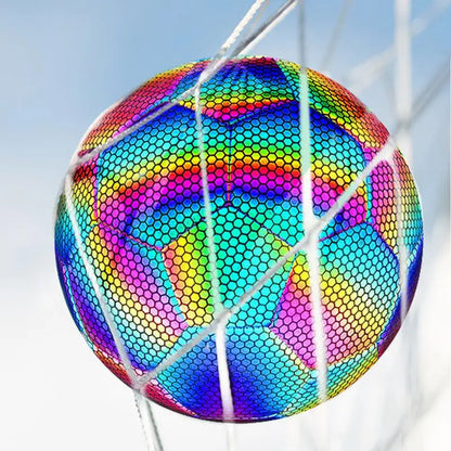 Reflective Football Holographic Luminous Soccer Ball Night Outdoor Sports Glowing Standard Soccer Size 4/5 for Training