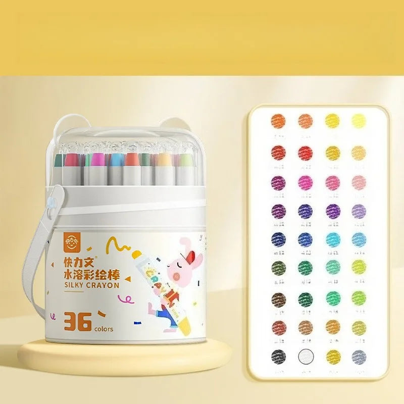 Water Soluble Crayons with Bear - Eared Bucket Packaging and Handle Silky Smooth Art Supplies Kids' Drawing & Coloring Tool Set