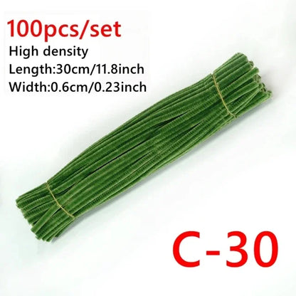 100pcs Colorful Chenille Stems Pipe Cleaners Kids Educational Toys Handmade Plush Tinsel Twist Sticks For DIY Craft Supplies