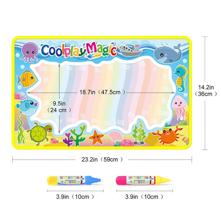 Animal Themes Rainbow Water Drawing Mat  Water Doodle Mat Coloring Books Water Painting Rug Xmas Gift for Kids