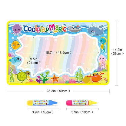 Animal Themes Rainbow Water Drawing Mat  Water Doodle Mat Coloring Books Water Painting Rug Xmas Gift for Kids