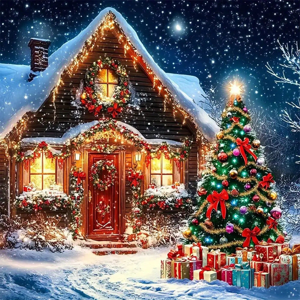 EverShine Diamond Embroidery House Landscape Winter Full Drill Mosaic Car Diamond Painting Christmas Craft Kit Home Decor Gift