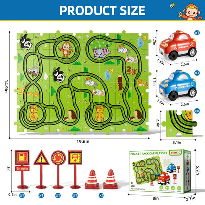 39 Pcs Jigsaw Puzzle Race Track Car Set Toys For Kids Puzzle
