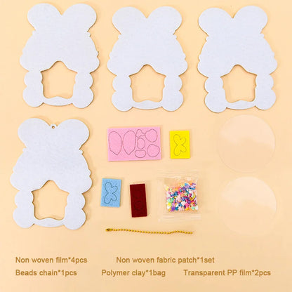 DIY Animal Shake Pendant Art Craft Kits for Kids Boys Girls Easy To Paste Non Woven Shaker with Chain Children Handmade Toys