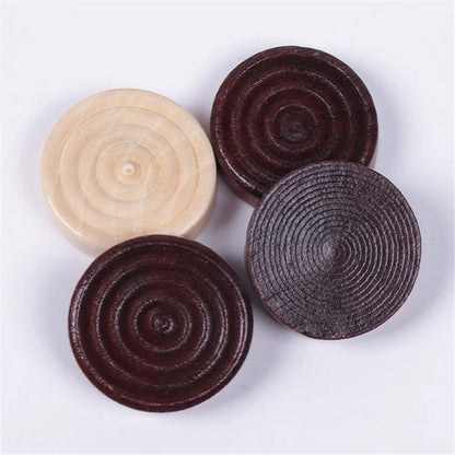 24Pcs/set Wooden Chips Round Checkers Pieces For Backgammon Chess Game Accessories