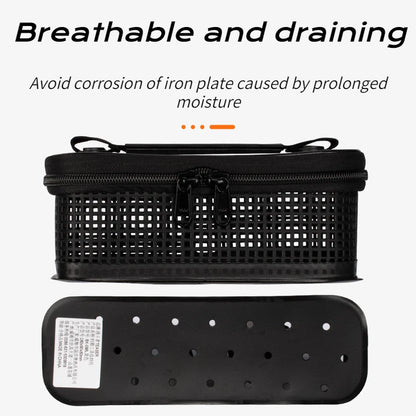 1 PCS Fishing Tackle Boxes Portable Mesh Flushing Sea Fishing Lure Boat Bait Carrying Iron Plate Storage Bag Fishing Supplies