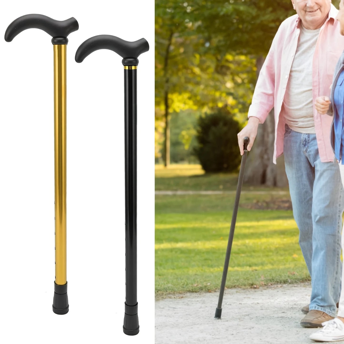 Two sections of aluminum alloy ultra-light anti-slip telescopic crutches for strengthening outdoor walking sticks for mountainee