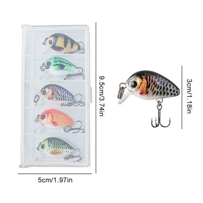 5pcs Mini Crankbait Fishing Lure 30mm 2g Floating Wobbler Artificial Hard Bait Fishing Bait for Pike Walleye Bass
