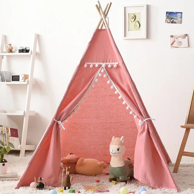 1.6m/1.3m Kid Tent Indoor Play House Wigwam for Child Portable Child Tipi Tents Teepee Toddler Ball Pit Girl Castle Play Room