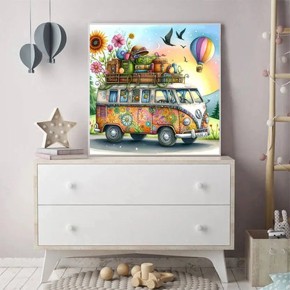 Momoart Diamond Mosaic Bus Landscape DIY Craft Kit Diamond Painting Hot Air Balloon Holiday Gifts New Arrival Decor For Home