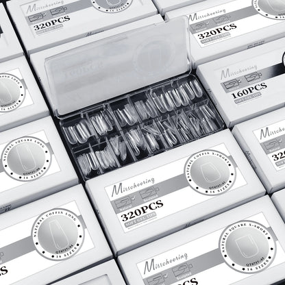 XS-L Nature Soft Gel False Nail Tips Full Cover Press on Almond Capsules Coffin Artificial Glossy Fake Nails Extension 16 Sizes