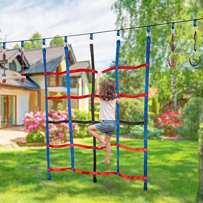1.85m Climbing Net for Kids Portable  Ladder Polyester Ninja Cargo Net Warrior Obstacle Courses Swing Set Outdoor Treehouse