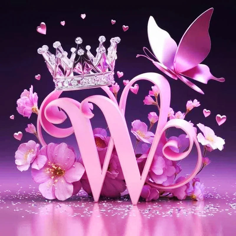 Huacan New Arrivals Diamond Painting Crown Letters  Full Drill Mosaic Butterfly Alphabet Art Wall Decor For Home Craft Kit