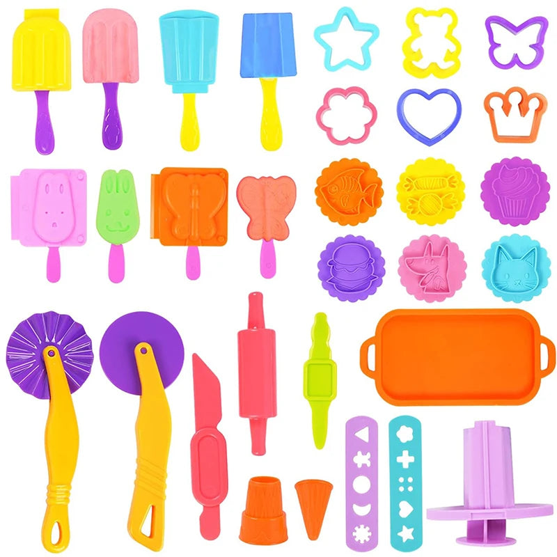 Funny Ice Cream Playdough Mold Kids DIY Toys 3D Rabbit Butterfly Popsicle Clay Dough Plasticine Mould Boys Girls Party Favor