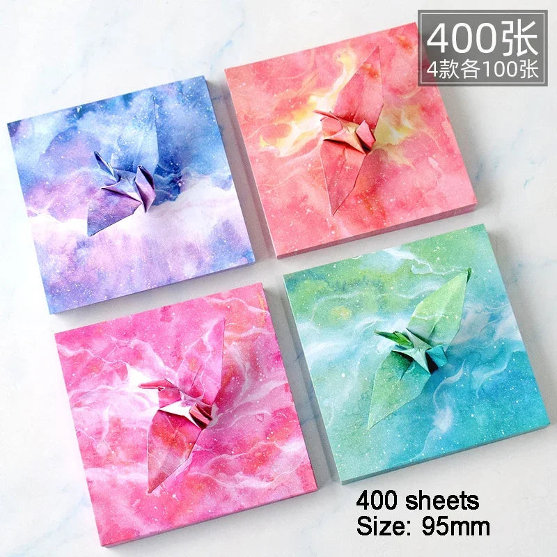 200-400Sheets Galaxy Outer Space Origami Paper Cranes Paper Decor Folded Origami Paper for Kids DIY Arts Christmas Craft Project